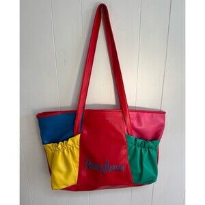 Vintage 80s 90s Neiman Marcus Multicolor Colorblock Purse Shoulder Bag Tote